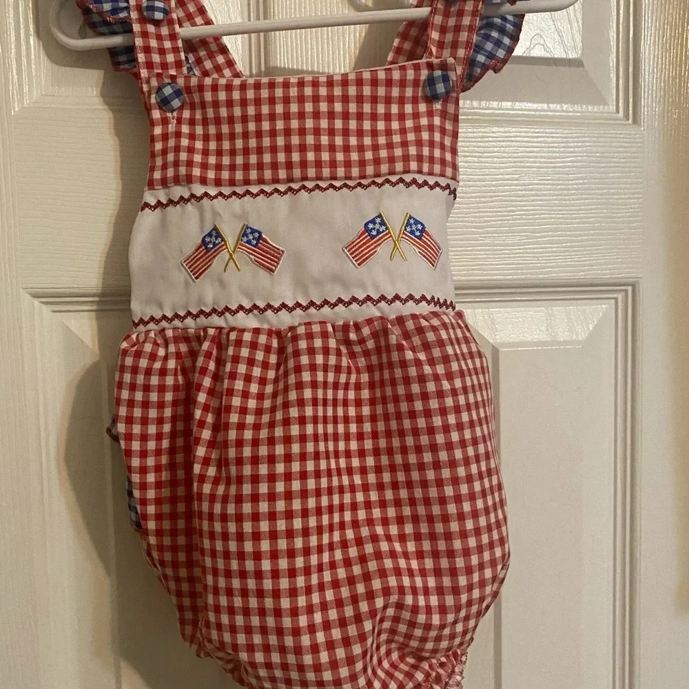 New American Flag Ruffle Butt Romper